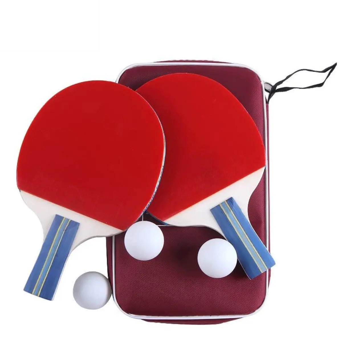 Table Tennis Racket Set - 2 Wooden Paddles, 3 Balls, Portable Storage Bag, Ergonomic Grip for Beginners, Table Tennis Accessories, Unisex, Indoor Play, Ergo Grip, Balanced, All-In-One
