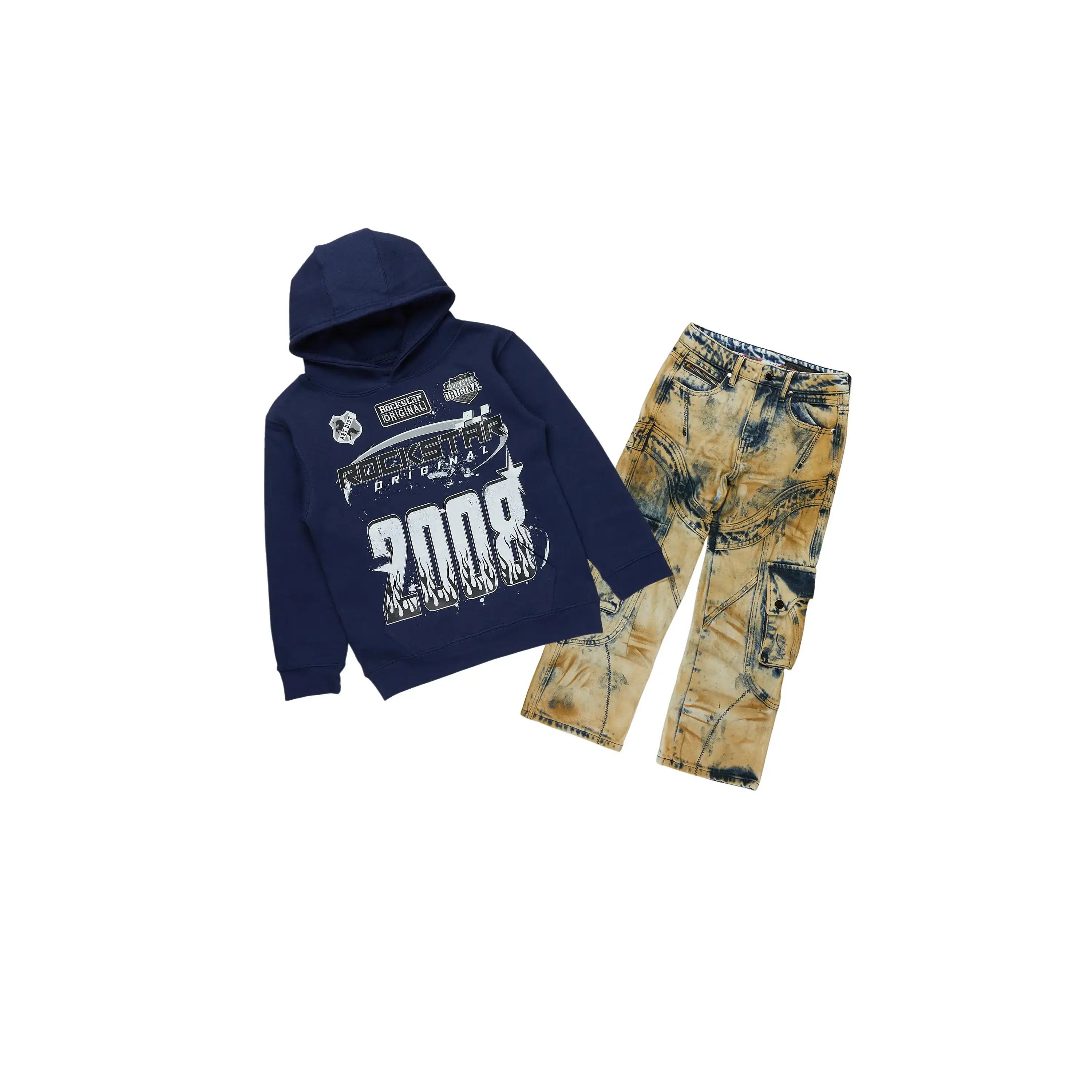 Boys Amos Navy Hoodie/Baggy Fit Jean Set