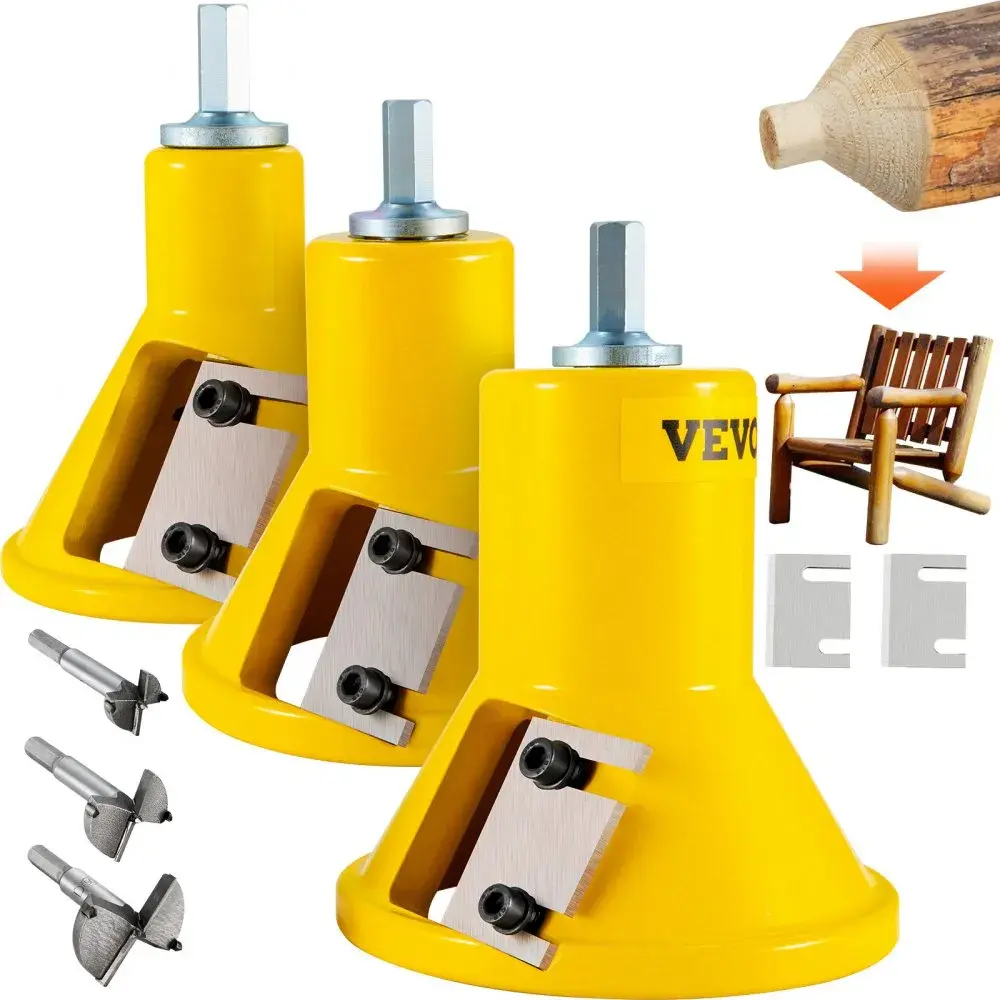 【Fallpicks】VEVOR Woodworking Tenon Cutter - 1"/25.4mm,1.5"/38mm,2"/50.8mm Sizes, Dual Curved Blades, Button Screws Home Master Kit, Premium Aluminum & Steel Die-Cast Body, Fast Chip Ejection Tool for Logs, Log Beds, End Tables, Home DIY Woodworking Cutter
