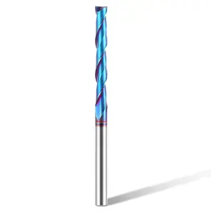 HQMaster Extra Long Spiral Router Bit Upcut 1/4 Inch Shank Solid Carbide CNC Router Bit with Nano Blue Coating CNC Bits End Mill for Woodwork Mortise Slot Trim