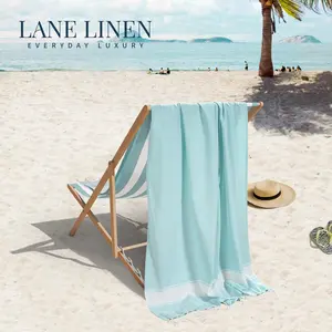 LANE LINEN Lightweight Modern Flat-Weave XL Beach Towel (39"x71") - 2026 Summer, Breathable, Quick Dry, Sand-Free, Pre-Washed, 70% Cotton, 40+ Designs, Multi-Pack Option, for Pool & Travel Use