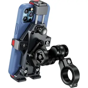 Aluminum Alloy Phone Mount for Motorcycle, Bike, Bicycle, Scooter, ATV with Vibration Dampener & High-Speed Secure Lock, Anti-Theft Handlebar Mount for 4.7-7.2'' Smartphones