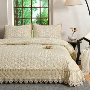 3pcs Embroidered Bedspread Set, Includes 1 Bedspread & 2 Pillowcases, Thickened Cotton, Luxury Bedroom Decor, Perfect Gift, Bedroom Bedding Set