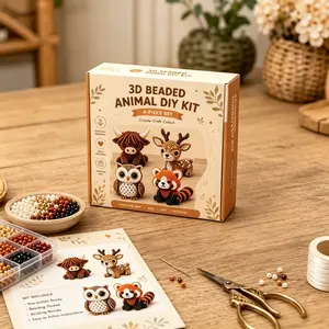 3D Bead Animal Making Kit for Beginners, Cute Animals Beading Craft Set with Instructions (Woodland Friends)