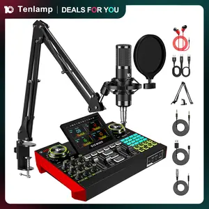 Tenlamp G10-P15 sound card kit, podcast equipment with customizable sound effects, two-level noise reduction, computer audio mixing, condenser microphone, suitable for live streaming, gaming, podcasting #SummerWins #DealsForYouDays