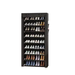 UDEAR 10 Layer Shoe Rack Organiser with 9 Shelves, Dust-Proof Cover, Metal Steel Pipe & Plastic Connectors UDEAR 10 Layer Shoe Rack Organiser with 9 Shelves, Dust-Proof Cover, Metal Steel Pipe & Plastic Connectors