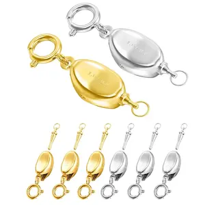 OHINGLT 8Pcs Necklace Clasps and Closures Ingots Link Connector Clasps,Gold and Silver Easy Push Box Bracelet Clasp for DIY Jewelry Making Supplies