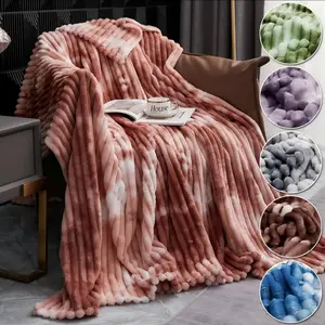 Tie Dye Pattern Flannel Blanket, Soft Comfortable Warm Throw, Room Accessories Air-conditioned Room Fabric Nap Blanket for Home Office Travel Camping,Christmas Gifts For GF