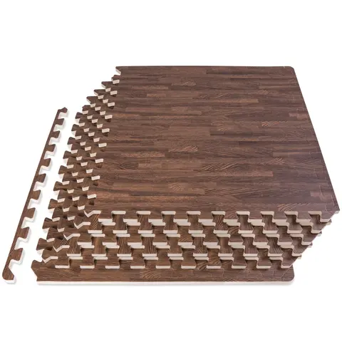 ProsourceFit 6-Piece Wood Grain EVA Foam Aesthetic Fitness Mat Interlock Set - 0.5-in Thick (24l" x 24w" x 0.5h"), 24 Sq Ft, Jigsaw Edges, Easy to Clean for Home Gym Use