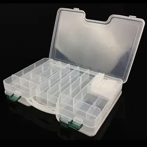 Sided Fishing Tackle Box: 44 Compartments Large Fishing Lure Storage Box with Dividers (White)