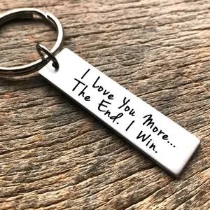 1pc Romantic "I Love You More, The End, I Win" Stainless Steel Keyring - The Perfect Couples Gift for Birthdays and Anniversaries Suitable as a commemorative gift for girlfriends, wives, and mothers