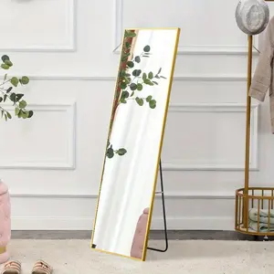 New 1pc Full length mirror gold framed floor to ceiling mirror wall mounted mirror with high-definition lens dressing mirror in living room bedroom wardrobe Decor Glass