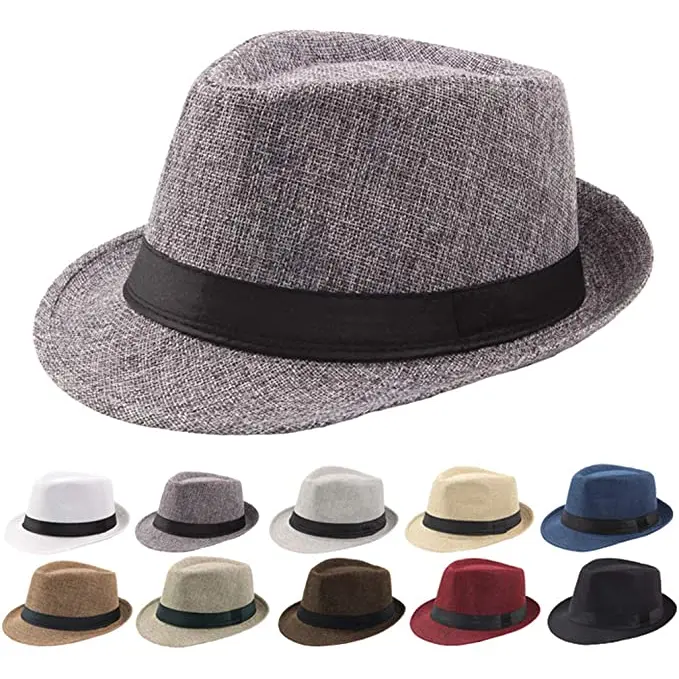 Fedora Hat, Straw Trilby Cuban Sun Cap Panama Short Brim Floral Fedora Hat, Straw Trilby Cuban Sun Cap Panama Short Brim Floral