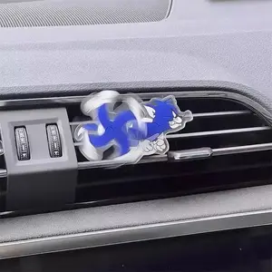 3pc Cute Car Vent Clamp Fun Vehicle Trim Air Freshener Spinner for Mens & Womens Car Interior Accessories Blue Design