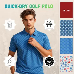 Men's Polo Golf Shirt Quick-Dry Slim Fit Embroidered Logo Breathable Lightweight Top Gifts for Him Dad Golf Enthusiasts