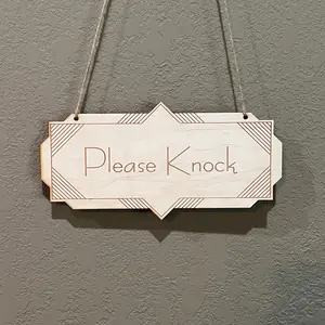 Please Knock - Raw Wood Door Sign 4x8