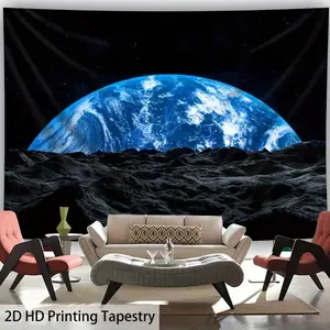 1pc Planetary Landscape Photo Backdrop Wall Hanging, Made Of Polyester Fabric, Suitable For Living Room, Bedroom, Office, Home, Party Decoration, Live Streaming Backdrop. No Installation Required. Home Decor, Wall Tapestry, Polyester Composition funny