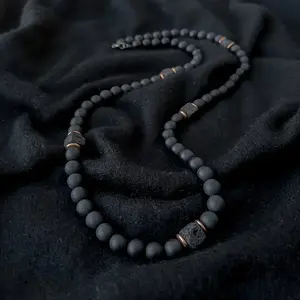 jewelry Elegant Men'S Black Natural Stone Beaded Necklace - Perfect Daily Wear Or Gift For Father And Elders