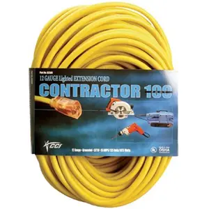 Coleman Cable  50' 10-3 Sjtw-A Yellow Extension Cord W-Clear Pl