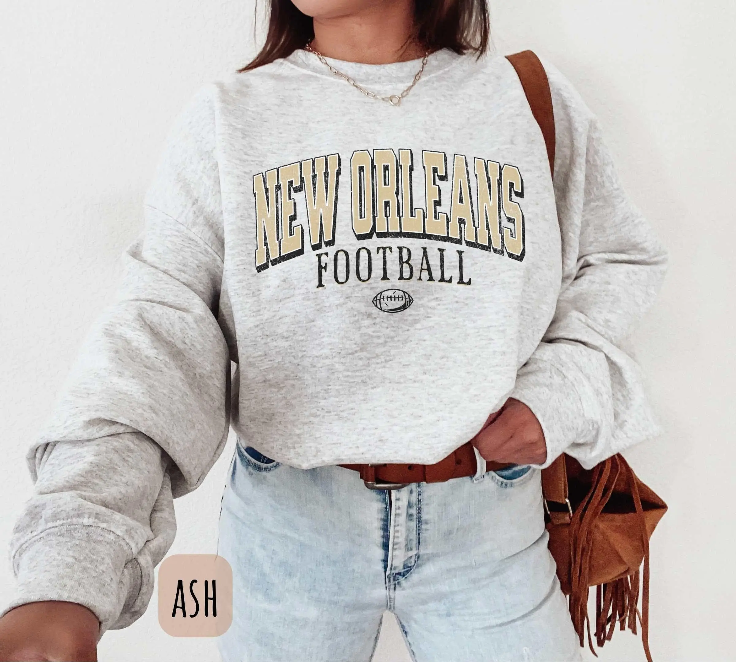 [Sale Up To 50%] Vintage New Orleans Football Sweatshirt, Sunday Football Crewneck, New Orleans Football Shirt, NOLA T-Shirt, New Orleans Apparel