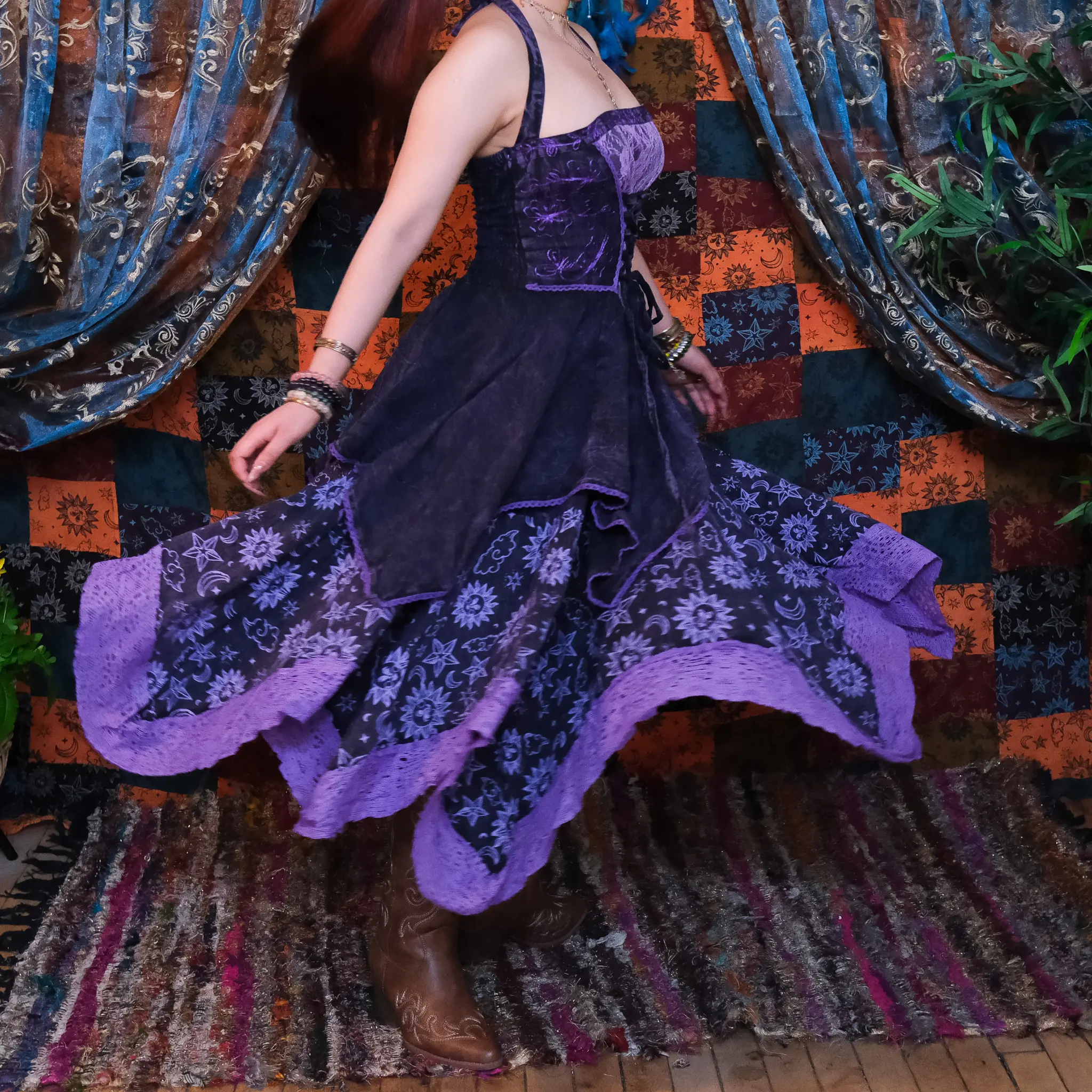 Witchy Celestial Cotton Pixie Dress, Fairy Goth Assymetrical Cottage core  Dress, Maxi Boho Corset Fae Halter Dress, Handkerchief Lace Dress - TikTok  Shop