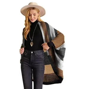 Carmel Grey Color Black Cocoon Cardigan Sweater