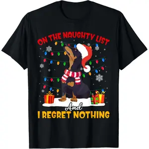 Dachshund Santa On The Naughty List Dachshund Christmas Gift T-Shirt Shirt TOP