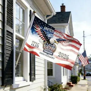 Double Sided 250th Anniversary USA Flag 3x5 Ft Multiple Sizes Optional, 250 Years Birthday Patriotic Banner for Indoor Outdoor Wall Yard Holiday Celebration Decor