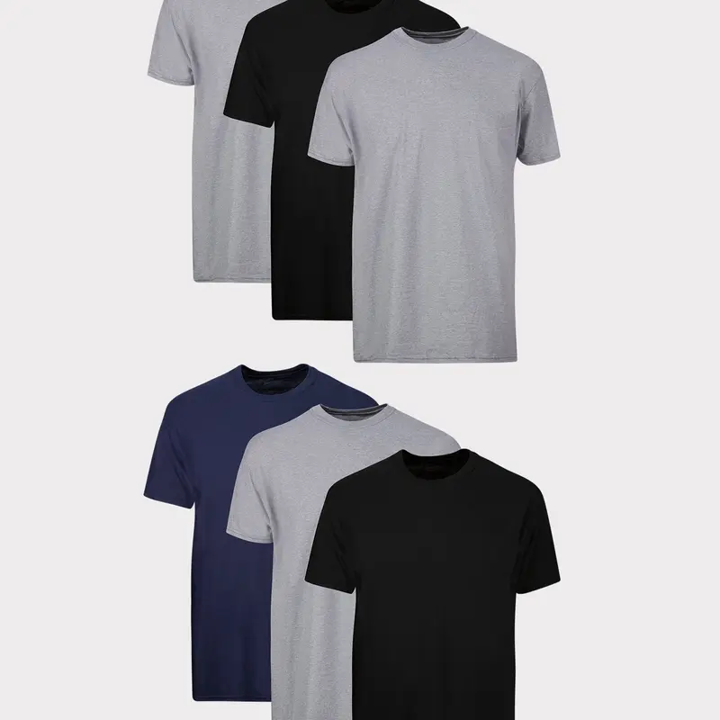 Hanes Men's T-shirt Pack Moisture-wicking Stay-tucked Undershirts 6-pack Underwear Multi Comfortable Fit Soft Stretch Fabric Breathable 216bg6