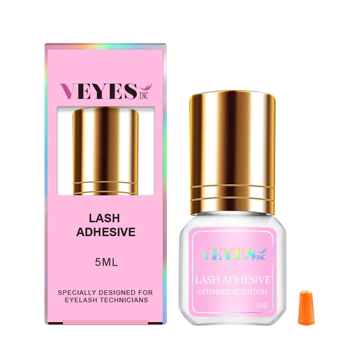 VEYES Extended Retention Adhesive for Eyelashes Extensions, Professional Makeup with Ethyl Cyanoacrylate, 6-8 Week Long Lasting Hold, 5ml, Lash Glue
