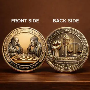 1PC Cultural Heritage Tribute Coin Alloy 3D Relief Commemorative Medal Black History Theme Educational Collectible Gift for Students Teachers Friends Holiday Gift Travel Souvenir Desk Decoration Commemorative and Decorative Collectibles