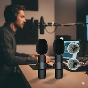 Professional Wireless Lavalier Microphone, Noise Reduction Mic, Plug & Play, Noise Cancelling for Smartphone Live Streaming, Vlogging, Interview Recording & Content Creation, Mobile Recording Equipment, Video Tools for Short Videos & Social Media