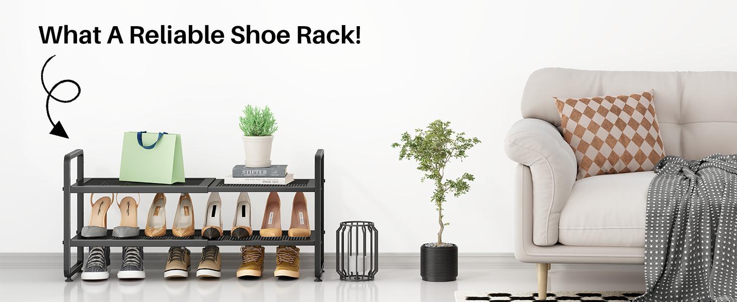 SNTD Shoe Rack - Expandable Shoe Organizer for Closet, Adjustable Metal Shoe Shelf Storage, Stackable Long Shoe Stand Holder for Garage, Entryway, Door Entrance SNTD Shoe Rack - Expandable Shoe Organizer for Closet, Adjustable Metal Shoe Shelf Storage, Stackable Long Shoe Stand Holder for Garage, Entryway, Door Entrance
