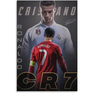 Cristiano Ronaldo Poster - Wall Art Canvas Print Poster Home Bathroom Bedroom Office Living Room Decor Canvas Poster