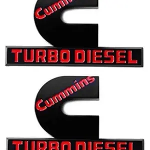 Cummins Diesel Fender Emblem Badges - Black & Red