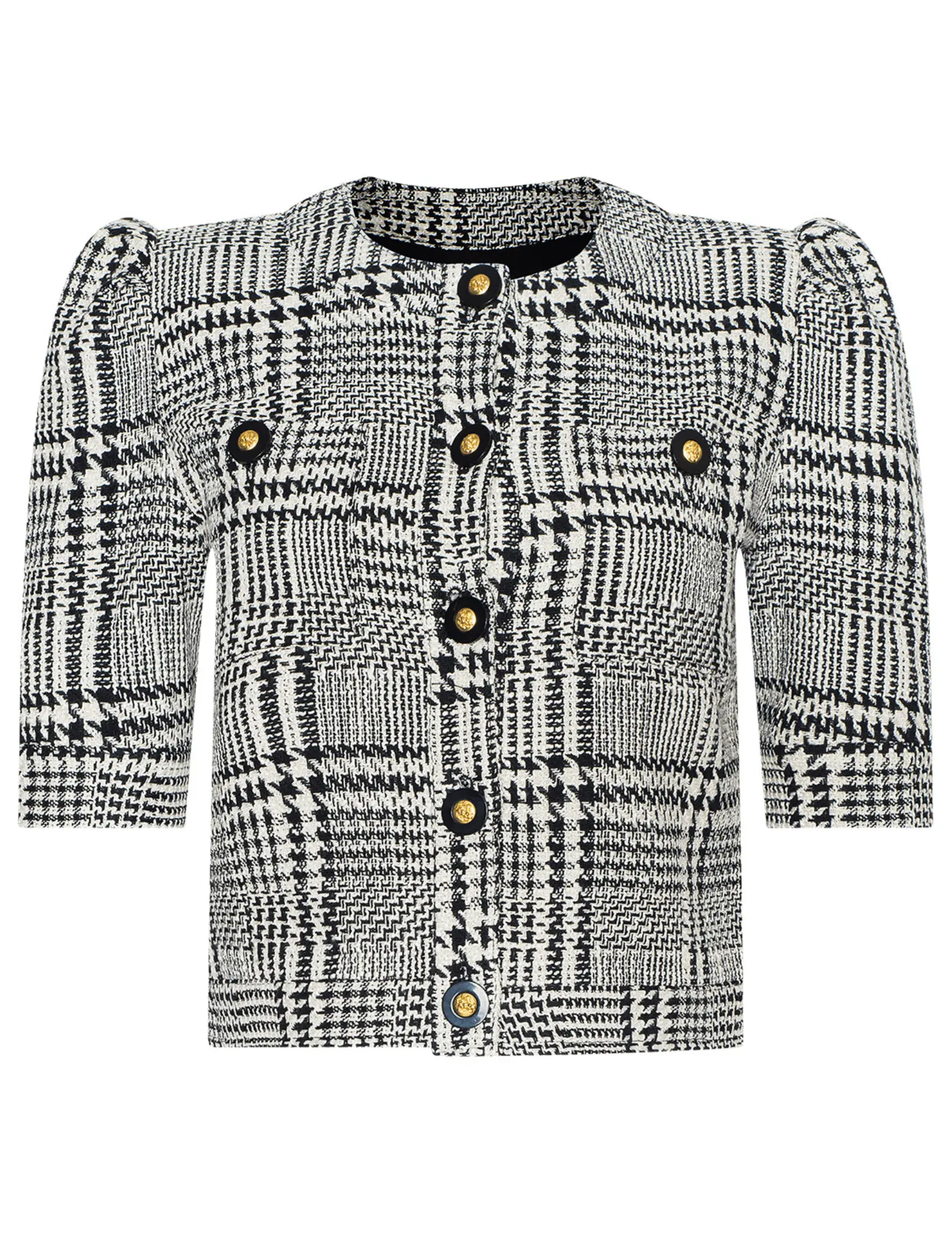 PRE-ORDER-L'AGENCE Allegra Short Sleeve Jacket in Glen Plaid