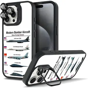 Trendy Military Bomber Phone Case Cool Aviation Print For Samsung iphone 17/AIR 16 15 14 13 12 11 PRO PLUS MAX COOL Fashionable Tough Magnetic Durable Metal lens frame Film Bracket Stand Gift Full Protection Camera Holder Phone Cases Cover 11X-L1245