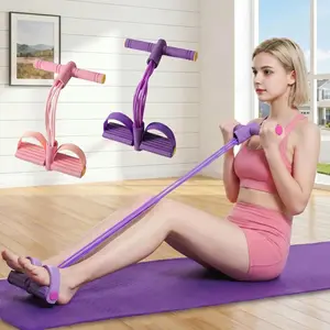 6-Tube Fitness Resistance Band with Foot Pedal – Portable, Good Elasticity, for Shoulder Opening, Back Beautification, Shaping, Stretching, Home Yoga & Pilates Training Tool, Unisex