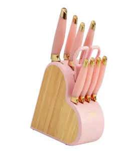 Paris Hilton 10-Piece Heart-Shaped Stainless Steel Knife Block Set, Pink