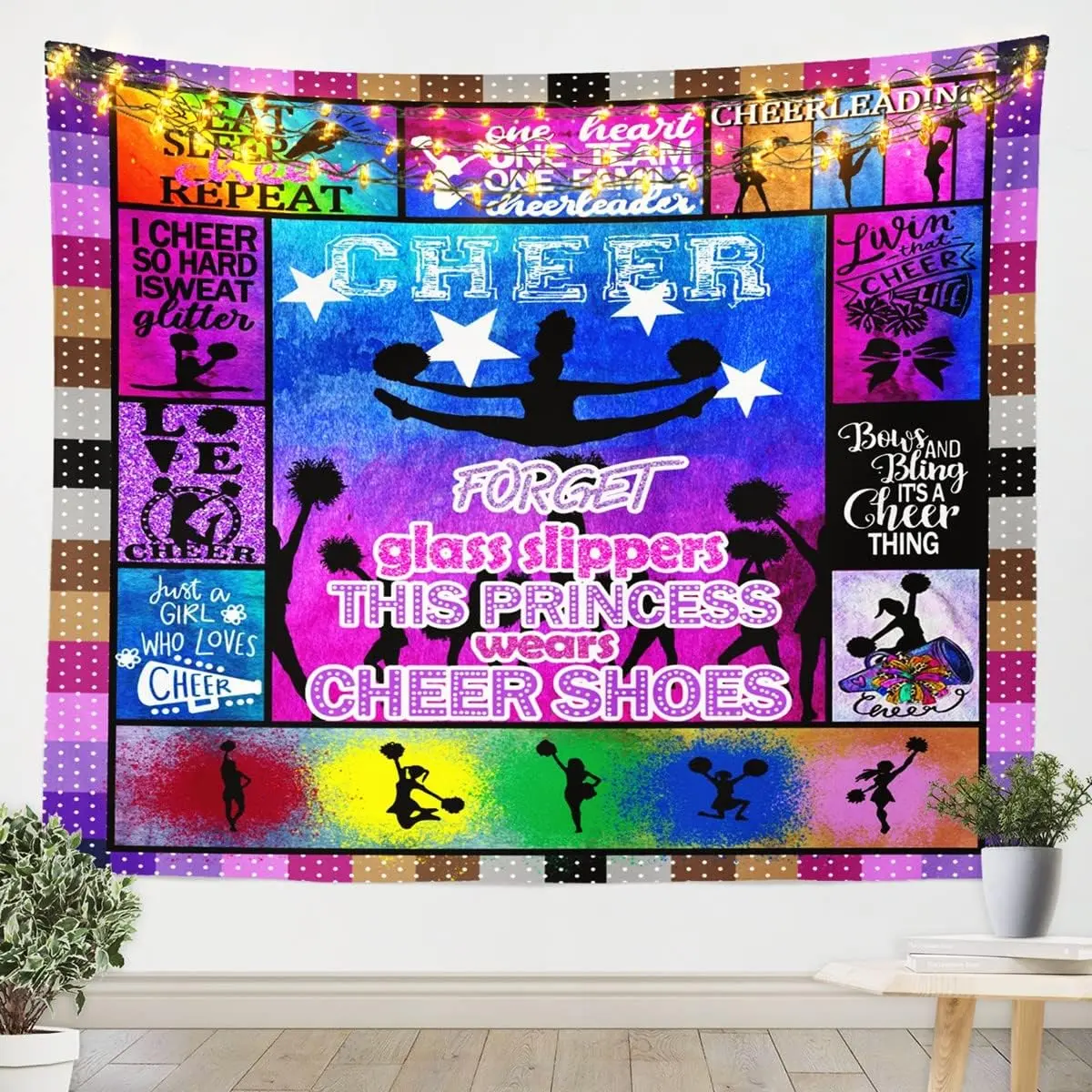 Feelyou Princess-Style Cheerleader Artistic Tapestry - Lightweight Durable Home Decor Wall Hanging, Bright Artwork Print, Soft Machine-Washable Blanket for Girls (Medium/Large Room Use), Artistic Tapestry Tapestries, Artwork Print Tapestries