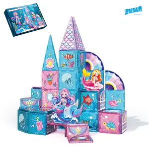 LELESUN Mermaid Magnetic Building Tiles Set 51PCS STEM Educational Toy for Kids Ages 3+ Open-Ended Play Creative Construction Blocks Safe & Kid-Friendly