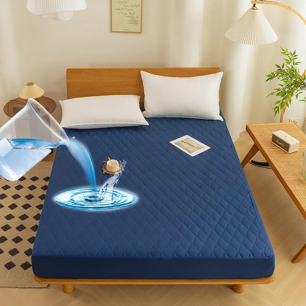 1pc Layered Waterproof Mattress Protector - Soft Mattress Pad, Spillproof Fitted Sheet, Stain-Resistant Bedding for Bedroom, Guest Room (No Pillowcase or Pillow Insert)