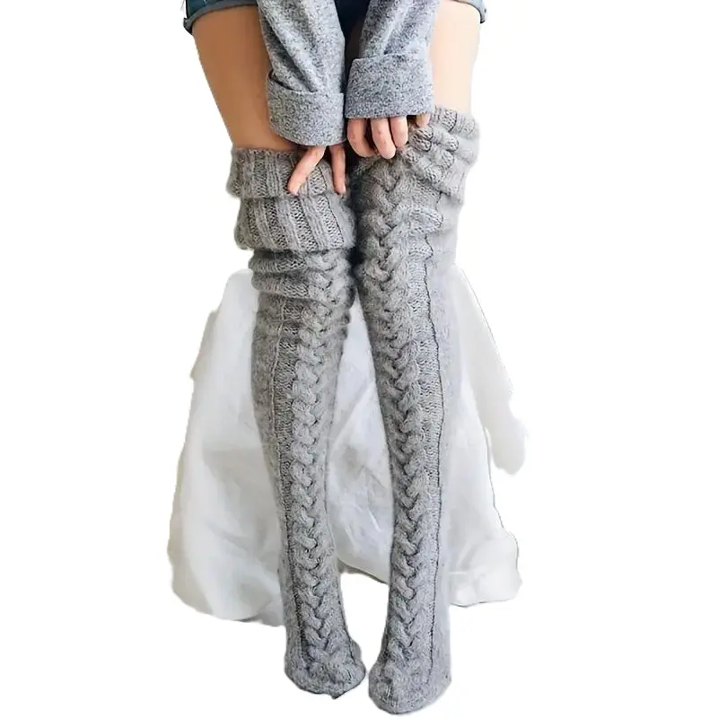Women's Thickened Fleece Socks - Extra-Long Thigh-High Winter Non-Slip Soft Acrylic Warm Socks, Perfect for Over-the-Knee Boots, Pants, and Dresses - Cold-Resistant, Elegant, Versatile Fashion Accessory with Ribbed Design