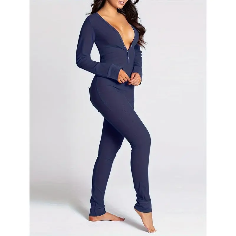 Women'S Sleeping Romper, Christmas Pajamas, Long Sleeve V-Neck Printed Loose Detachable Crotch Elastic Home Clothes Women'S Sleeping Romper, Christmas Pajamas, Long Sleeve V-Neck Printed Loose Detachable Crotch Elastic Home Clothes