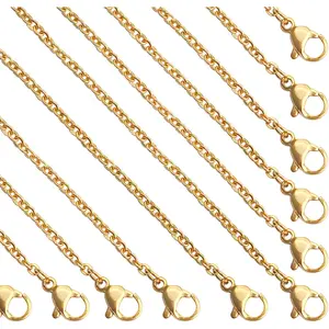 24 count 16" 2mm Necklace Chain  Stainless Steel Link  Chains Necklace Lobster Clasp Bulk for DIY  Making Supplies Accessories