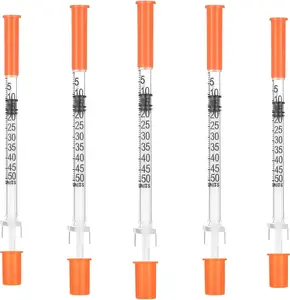 0.5ML/cc Jeringas Lab Supplies Dispensing U-100-31G 1/4 Inch Syringe with Cover, Individually Wrapped, Pack of 20