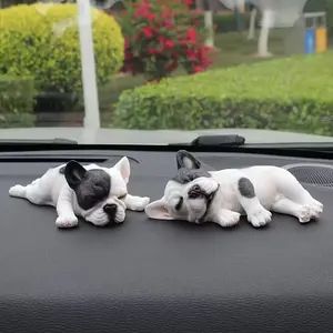 Collectible Figurine Featuring Sleeping French Bulldog, Creative Decorative Ornament for Home, Cute Collectible Figurines, Unique Gift for Dog Lovers, Housewarming Present