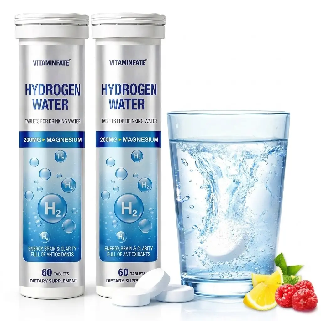 Hydrogen Water Tablets with Magnesium – Effervescent Dissolvable Tablets for Hydrogen-Rich Water, Magnesium Mineral Supplement for Muscle Relaxation & Hydration Support, Post-Workout Recovery & Daily Wellness, 200mg Magnesium per Serving, 120 Tablets