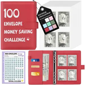 100 Envelopes Money Saving Challenge Binder, A5 Savings Challenges Book with Envelopes  Reusable Tracker, Savings Binder  Save $5050 in Fun  Motivating Way, A5 Envelope Challenge Binder Kit