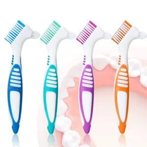 4pcs/5pcs Denture Toothbrush, Multi-Functional Dual-Sided Brush, Invisalign Retainer Cleaner with Non-Slip Handle, Human Design Fit, Toothbrush Set